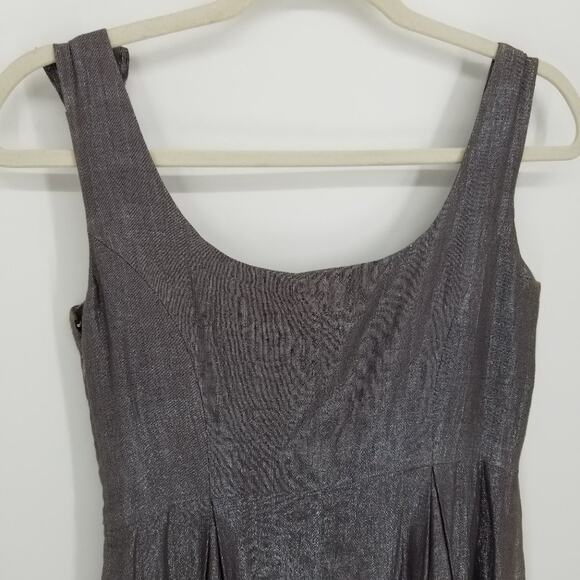 Anthropologie Yoana Baraschi Metallic Bow Dress 4 A Line Pleated Sleeveless - Picture 8 of 10